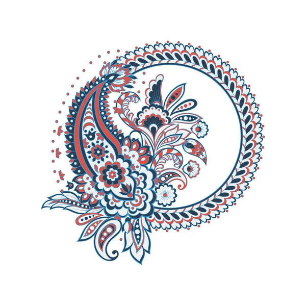 Motivo Floreale Paisley Stile Damasco Disegno Floreale Indiano Illustrazione Vettoriale — Vettoriale Stock