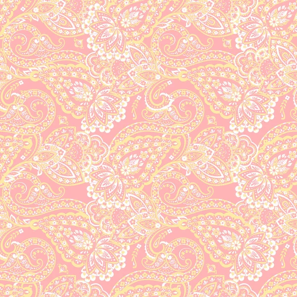 Paisley Style Floral Seamless Pattern Ornamental Damask Background — Stock Vector
