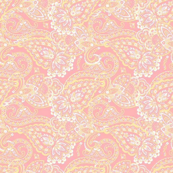 Paisley Stijl Bloemen Naadloos Patroon Decoratieve Damast Achtergrond — Stockvector