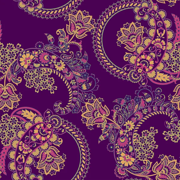 Style Paisley Motif Floral Sans Couture Ornement Damas Fond — Image vectorielle