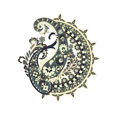 Şal desenli izole desen. damasyon vektör çizimi