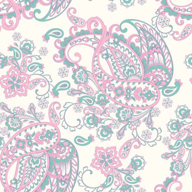 Şal desensiz vektör deseni. Batik biçiminde vintage arkaplan