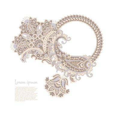 Paisley ile izole edilmiş Hint deseni.