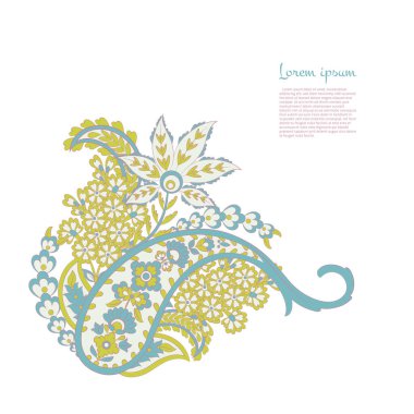 Paisley izole desen. Batik tarzı vintage illüstrasyon