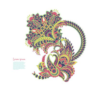 Paisley Vektör Deseni. İzole edilmiş Asya İllüstrasyonu