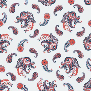 Çiçeksel elementlerle desenli, pürüzsüz etnik desen..