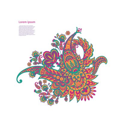 Paisley Çiçek Oryantal İzole Desen