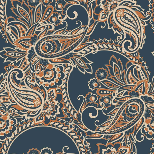 Sömlös Asiatisk Textil Bakgrund Paisley Mönster — Stock vektor