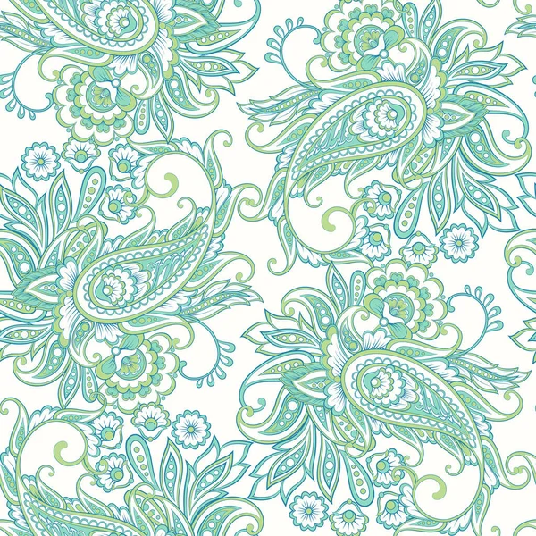 Modèle Sans Couture Ethnique Paisley Avec Des Éléments Floraux — Image vectorielle