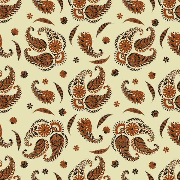 Paisleymönster Vektor Sömlös Fantastisk Blomma Blad Textil Bohemian Print Batikmålning — Stock vektor