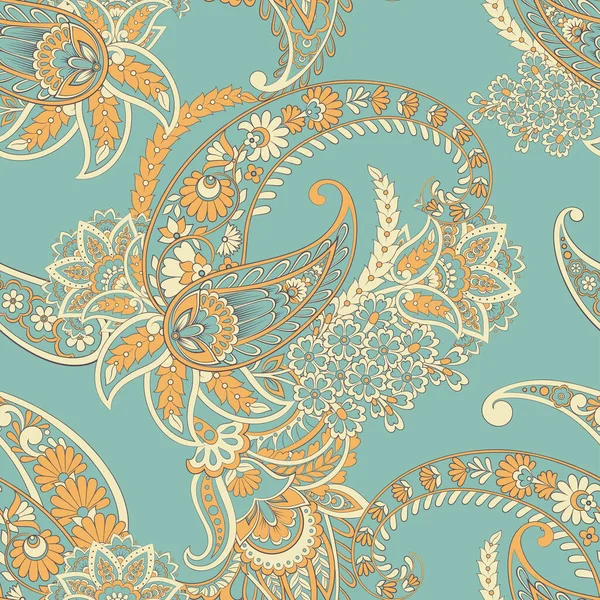 Paisley Nahtloses Blumenmuster Damast Vintage Hintergrund — Stockvektor