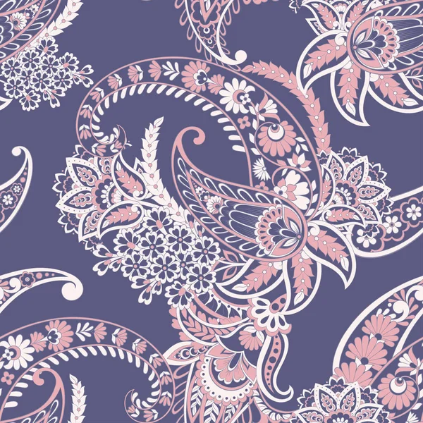 Paisley Dikişsiz Çiçek Deseni Damask Vintage Arkaplanı — Stok Vektör