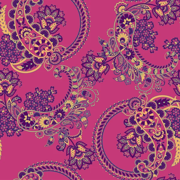 Стиль Paisley Floral Seamless Pattern Декоративный Фон Дамаска — стоковый вектор