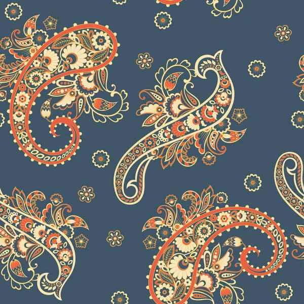 Стиль Paisley Floral Seamless Pattern Декоративный Фон Дамаска — стоковый вектор