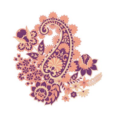 Paisley Damask süsü. İzole Vektör illüstrasyonu