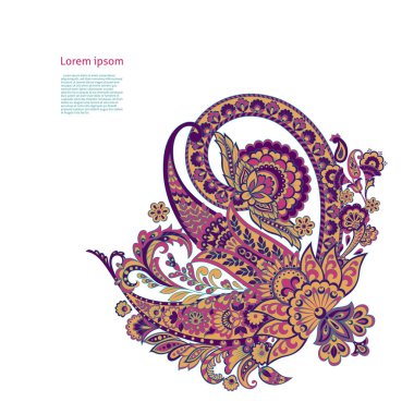 Paisley ile izole edilmiş Hint deseni.