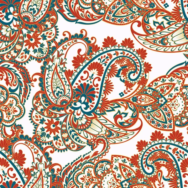 Paisley Vector Pattern Seamless Asian Textile Background — Stock Vector