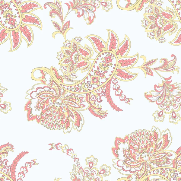 Modèle Sans Couture Ethnique Paisley Avec Des Éléments Floraux — Image vectorielle