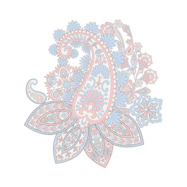 Çiçek desenli şal desenli. damasyon vektör çizimi