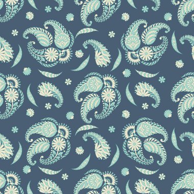 Paisley vektör seamless modeli. Fantastik çiçek yaprakları. Tekstil bohem Yazdır. Batik boyama. Vintage