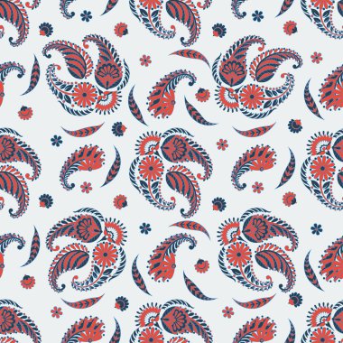 Paisley vektör seamless modeli. Fantastik çiçek yaprakları. Tekstil bohem Yazdır. Batik boyama. Vintage