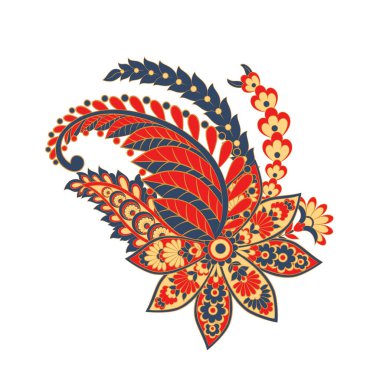 Paisley Vektör Deseni. İzole edilmiş Asya İllüstrasyonu
