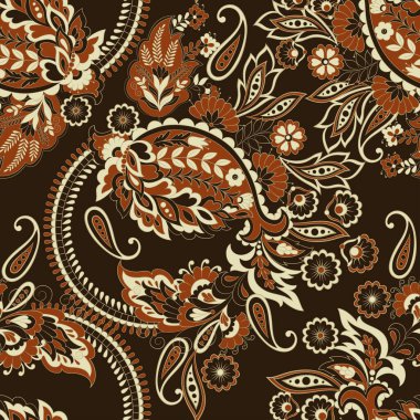 Paisley dikişsiz çiçek deseni. Damask vintage arkaplanı