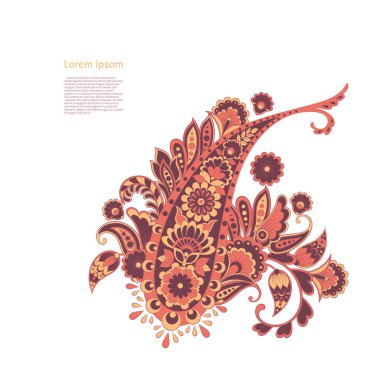 Paisley Vektör Deseni. İzole edilmiş Asya İllüstrasyonu