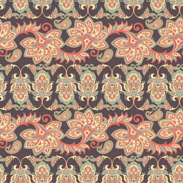 Floral Sans Couture Motif Textile Dans Style Asiatique Batik — Image vectorielle