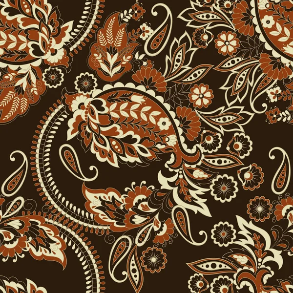 Пейсли Бесшовный Цветочный Узор Винтажный Фон Дамаска — стоковый вектор
