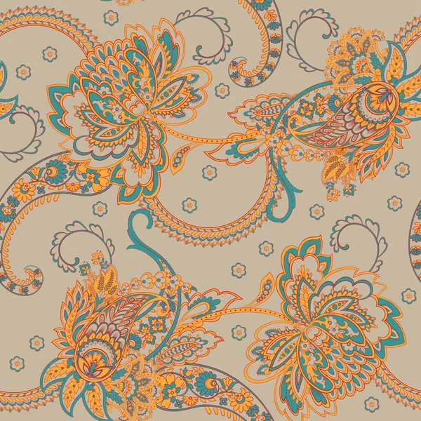 Patrón Floral Sin Costuras Paisley Damasco Fondo Vintage — Archivo Imágenes Vectoriales