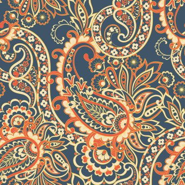 Hint tarzında kusursuz desenli. Çiçek vektör illüstrasyonu