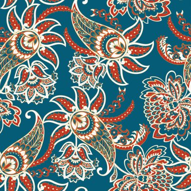 Paisley çiçekli, dikişsiz desen