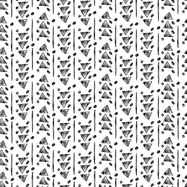 Etnik vektör kusursuz desen. El çizimi tek renkli arkaplan