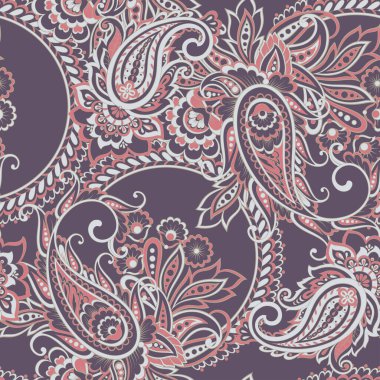 Kusursuz Asya Tekstil Arkaplanı. Paisley Deseni