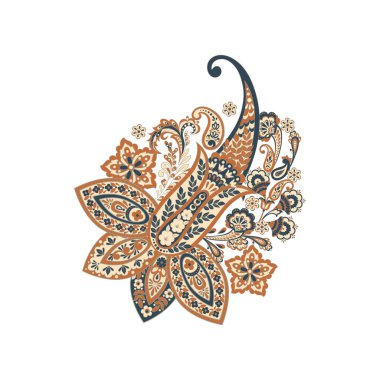 Paisley izole desen. Batik tarzı vintage illüstrasyon