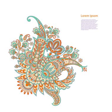 Paisley Çiçek Oryantal İzole Desen