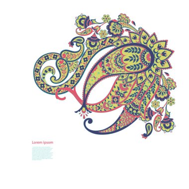 Paisley Vektör Deseni. İzole edilmiş Asya İllüstrasyonu