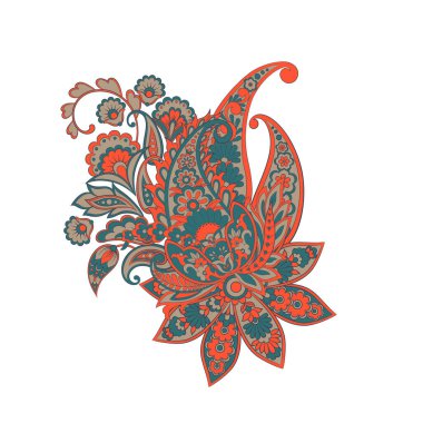 Paisley izole desen. Damask biçimi Vintage illüstrasyonu