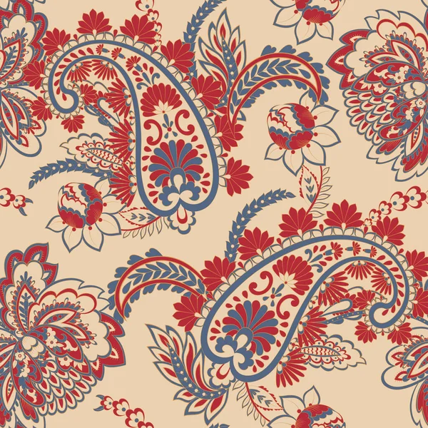 Sömlös Paisley Mönster Indiansk Stil Blommig Vektor Illustration — Stock vektor