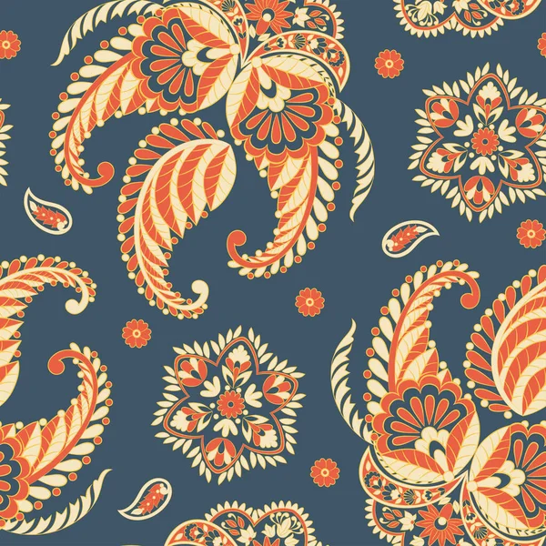 Květinový Bezešvý Vzor Kašmírovým Ornamentem Vektorová Ilustrace Asijském Textilním Stylu — Stockový vektor