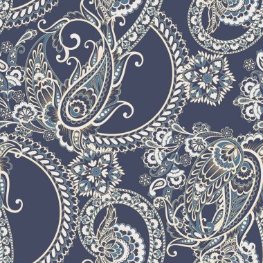 Kusursuz Asya Tekstil Arkaplanı. Paisley Deseni