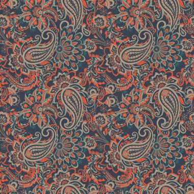 Paisley çiçekli, dikişsiz desen