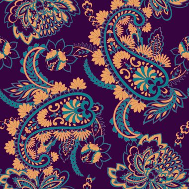 Hint tarzında kusursuz desenli. Çiçek vektör illüstrasyonu