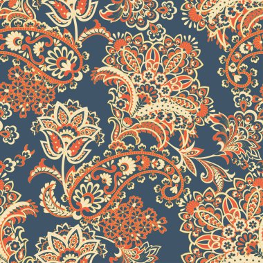Paisley dikişsiz desen. damasör vektör arkaplanı