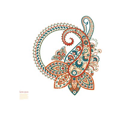 Paisley Çiçek Doğulu Etnik Düzen. Vektör Arapça Süslemesi