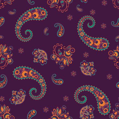 Paisley dikişsiz desen. Vektör çiçek süsü