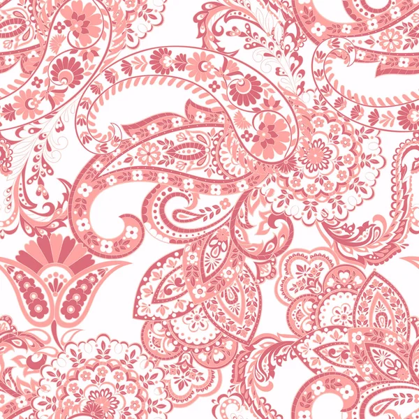 Paisley Vektor Nahtloses Muster Fantastische Blume Blätter Textil Boheme Print — Stockvektor