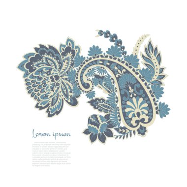 Paisley izole desen. Batik tarzı vintage illüstrasyon