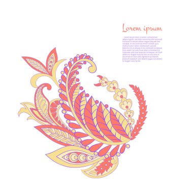 Paisley Çiçek Doğulu Etnik Düzen. Vektör Arapça Süslemesi